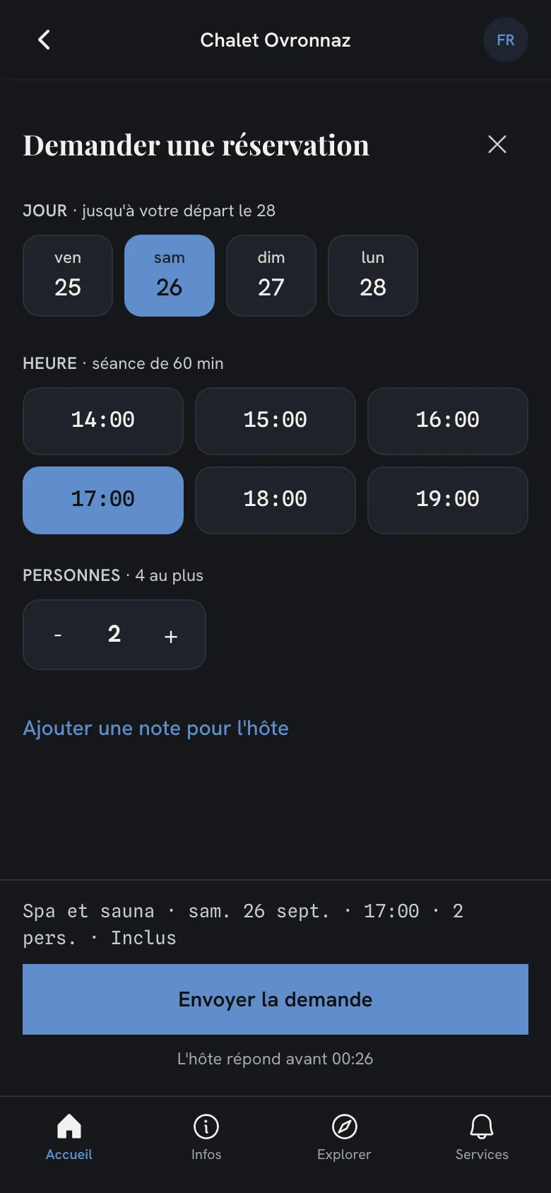 Livret d’accueil sur mobile : réservation d’un espace par créneau